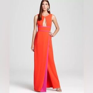 BCBGMaxAzria Vibrant Orange and Purple Maxi Dress